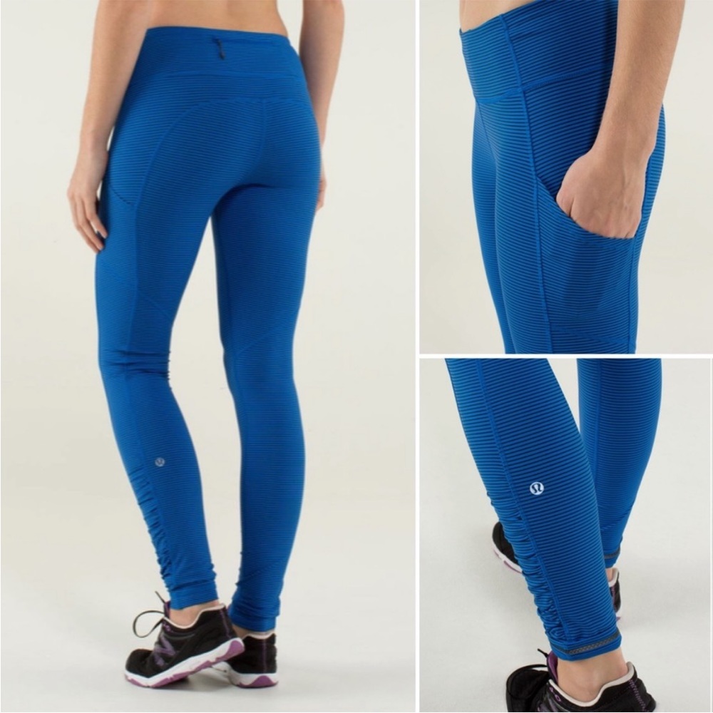 Lululemon Speed Tight Luxtreme Mini Hyper Stripe Baroque Blue leggings size 8